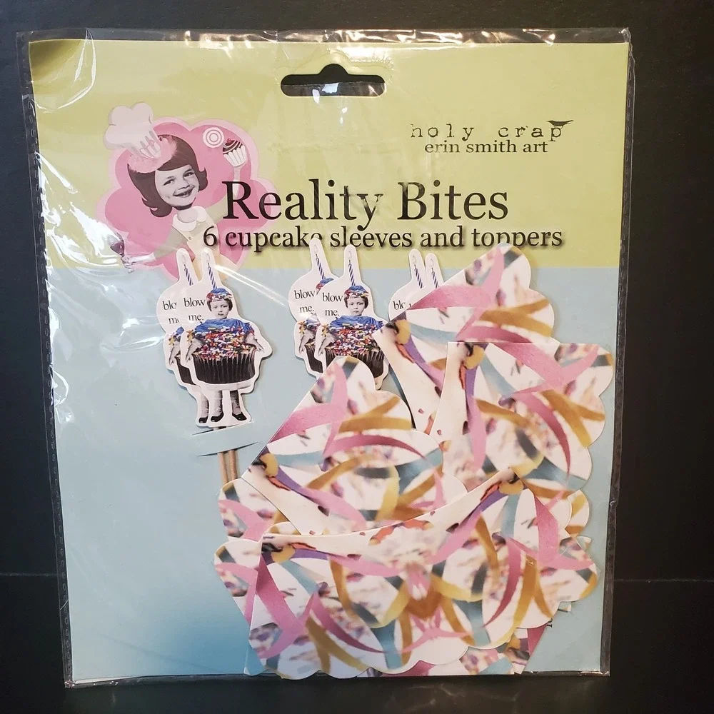 Erin Smith Art Reality Bites BLOW ME Cupcake Sleeves, Toppers 6 Ct Party Humor